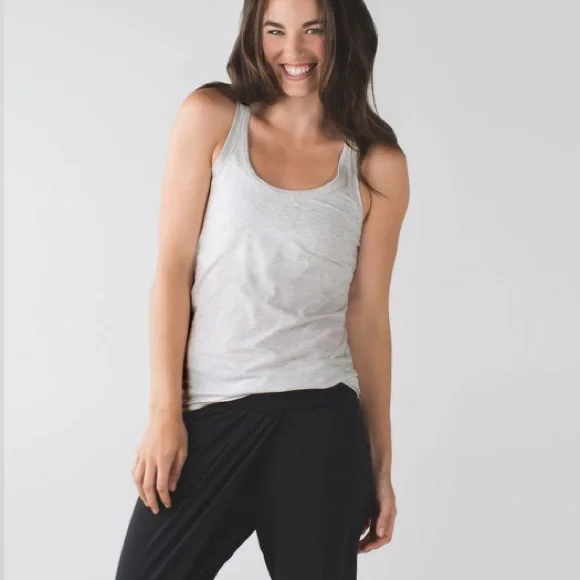 Lululemon Heathered White Racerback Tank - Picture 1 of 5